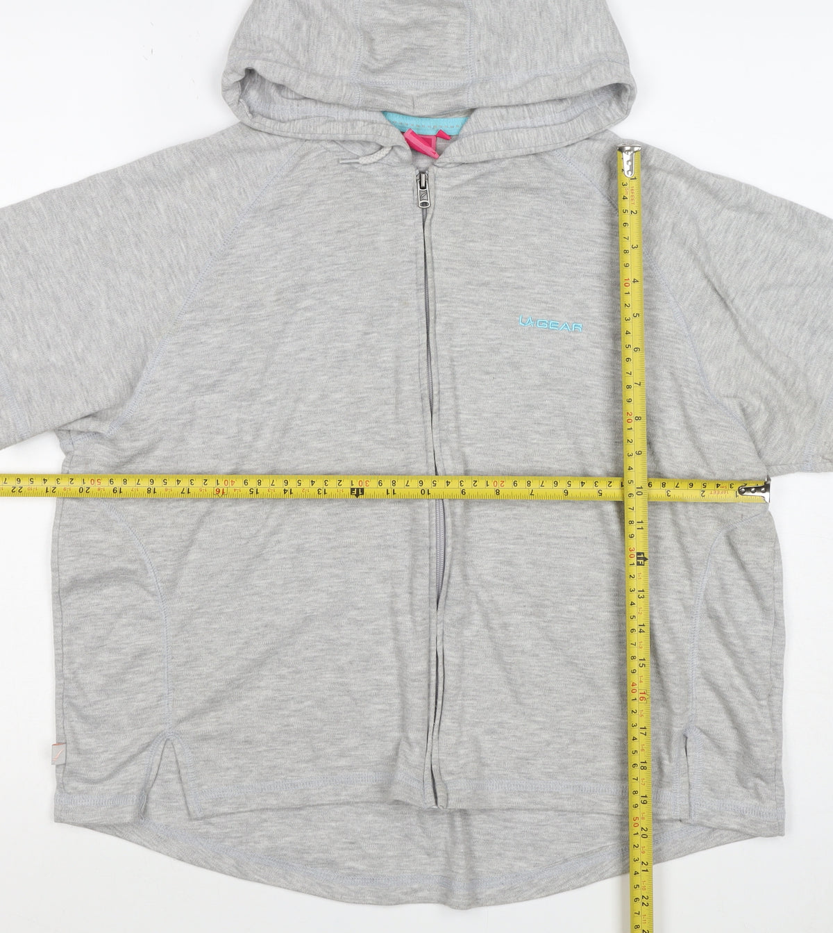 LA Gear Women’s Grey UK 18 Full Zip Hooded Short Sleeve Hoodie