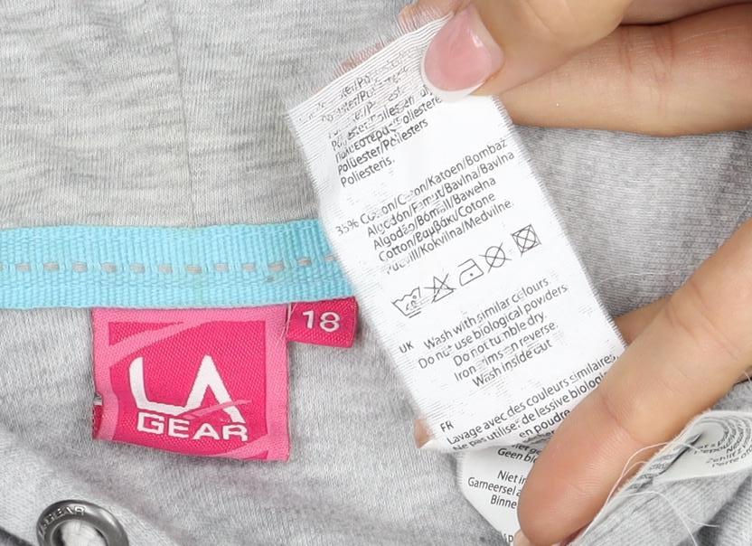 LA Gear Women’s Grey UK 18 Full Zip Hooded Short Sleeve Hoodie