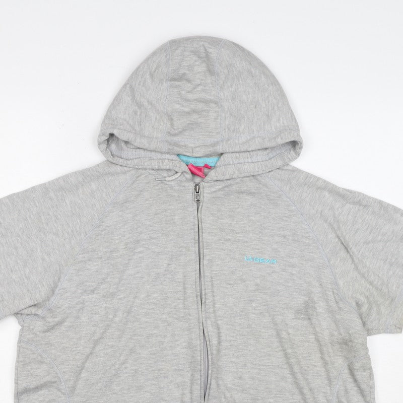 LA Gear Women’s Grey UK 18 Full Zip Hooded Short Sleeve Hoodie