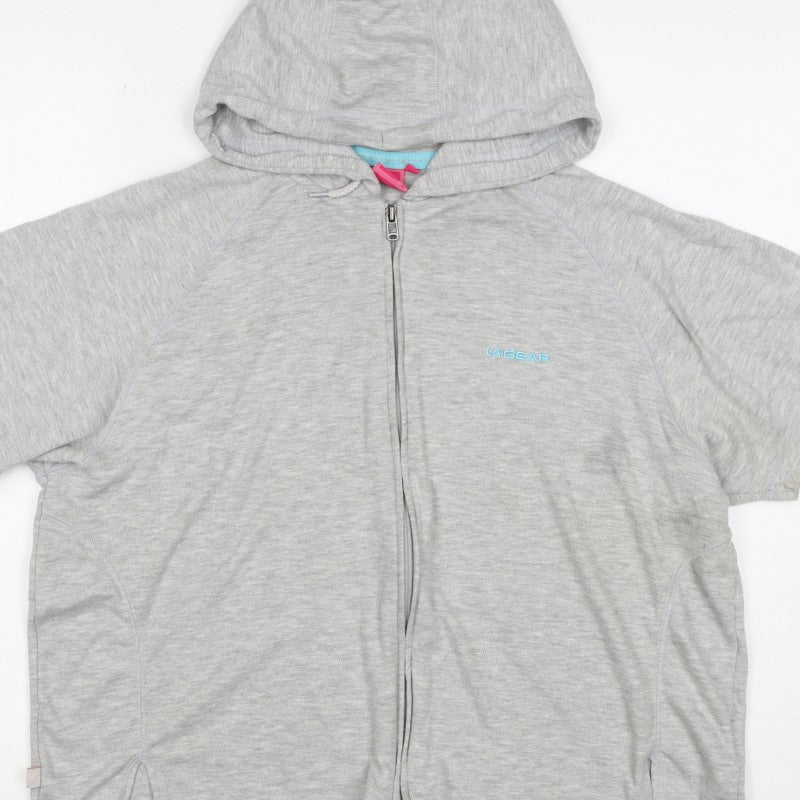 LA Gear Women’s Grey UK 18 Full Zip Hooded Short Sleeve Hoodie