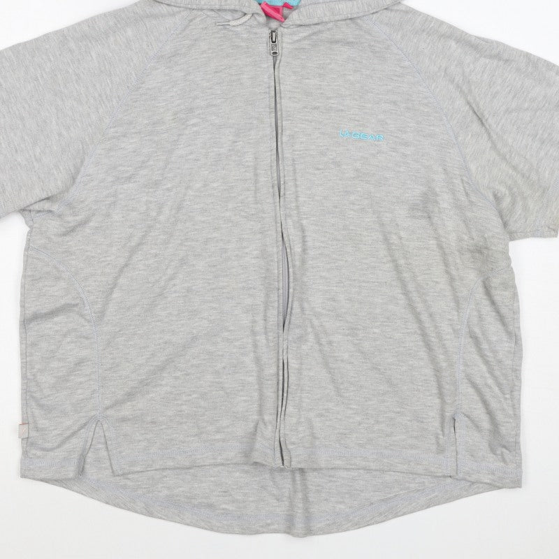 LA Gear Women’s Grey UK 18 Full Zip Hooded Short Sleeve Hoodie