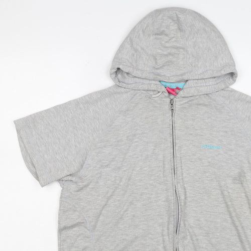LA Gear Women’s Grey UK 18 Full Zip Hooded Short Sleeve Hoodie