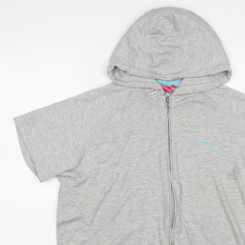 LA Gear Women’s Grey UK 18 Full Zip Hooded Short Sleeve Hoodie