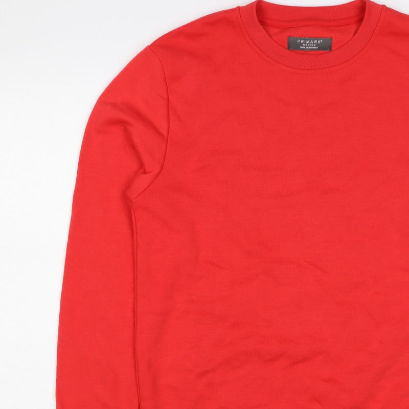 Primark Men Red M Crew Neck Pullover Fleece Sweatshirt