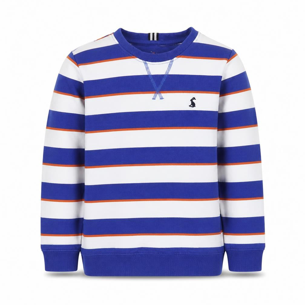 Joules Boys Blue Stripe Cotton Pullover Sweatshirt 5-6 Years