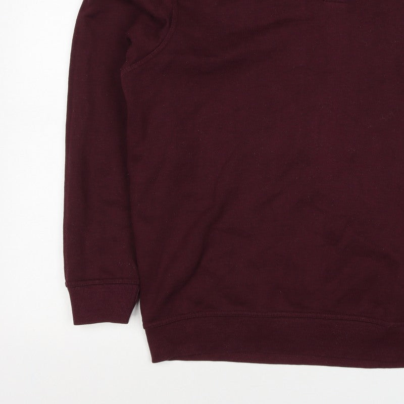 James Pringle Men's Burgundy L Henley Collared Button Sweatshirt