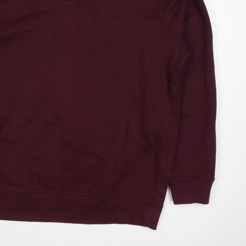 James Pringle Men's Burgundy L Henley Collared Button Sweatshirt