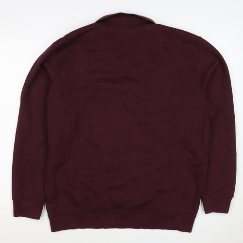 James Pringle Men's Burgundy L Henley Collared Button Sweatshirt