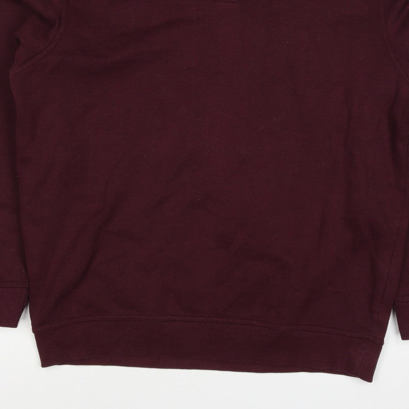 James Pringle Men's Burgundy L Henley Collared Button Sweatshirt