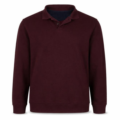 James Pringle Men's Burgundy L Henley Collared Button Sweatshirt