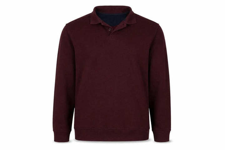 James Pringle Men's Burgundy L Henley Collared Button Sweatshirt