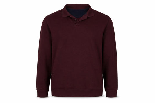 James Pringle Men's Burgundy L Henley Collared Button Sweatshirt