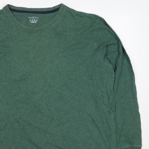 Lands' End Men's Green XL Super-T Cotton Long Sleeve Crew Neck T-Shirt