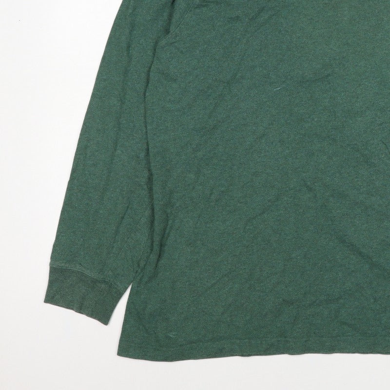 Lands' End Men's Green XL Super-T Cotton Long Sleeve Crew Neck T-Shirt