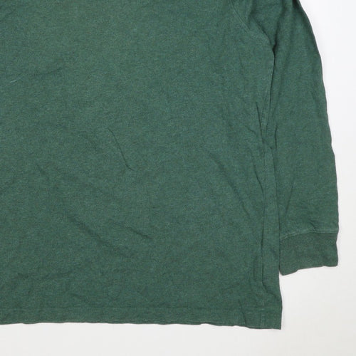Lands' End Men's Green XL Super-T Cotton Long Sleeve Crew Neck T-Shirt