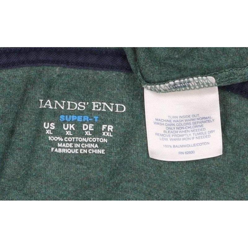 Lands' End Men's Green XL Super-T Cotton Long Sleeve Crew Neck T-Shirt