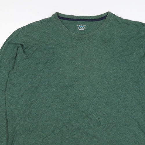 Lands' End Men's Green XL Super-T Cotton Long Sleeve Crew Neck T-Shirt