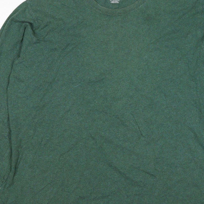 Lands' End Men's Green XL Super-T Cotton Long Sleeve Crew Neck T-Shirt