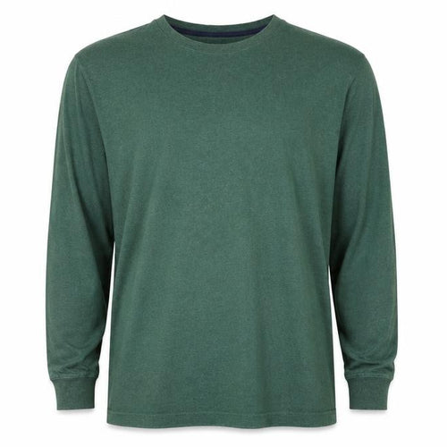 Lands' End Men's Green XL Super-T Cotton Long Sleeve Crew Neck T-Shirt