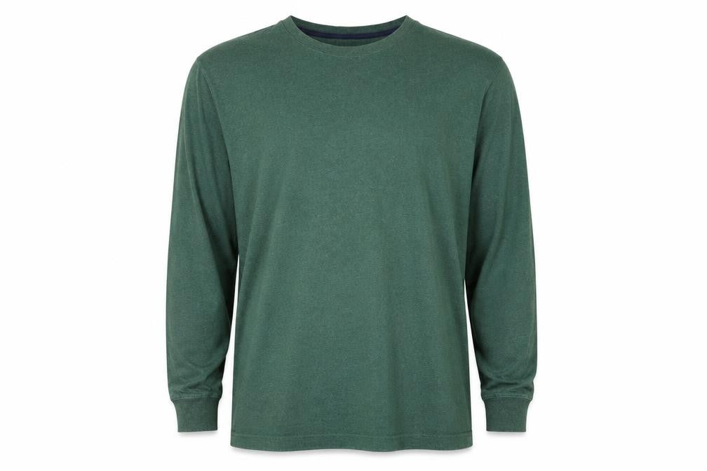 Lands' End Men's Green XL Super-T Cotton Long Sleeve Crew Neck T-Shirt