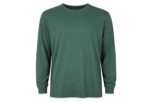Lands' End Men's Green XL Super-T Cotton Long Sleeve Crew Neck T-Shirt