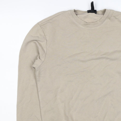 H&M Men’s Beige XS Relaxed Fit Fleece Crew Neck Pullover Sweatshirt