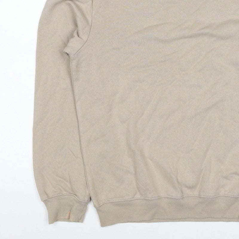 H&M Men’s Beige XS Relaxed Fit Fleece Crew Neck Pullover Sweatshirt