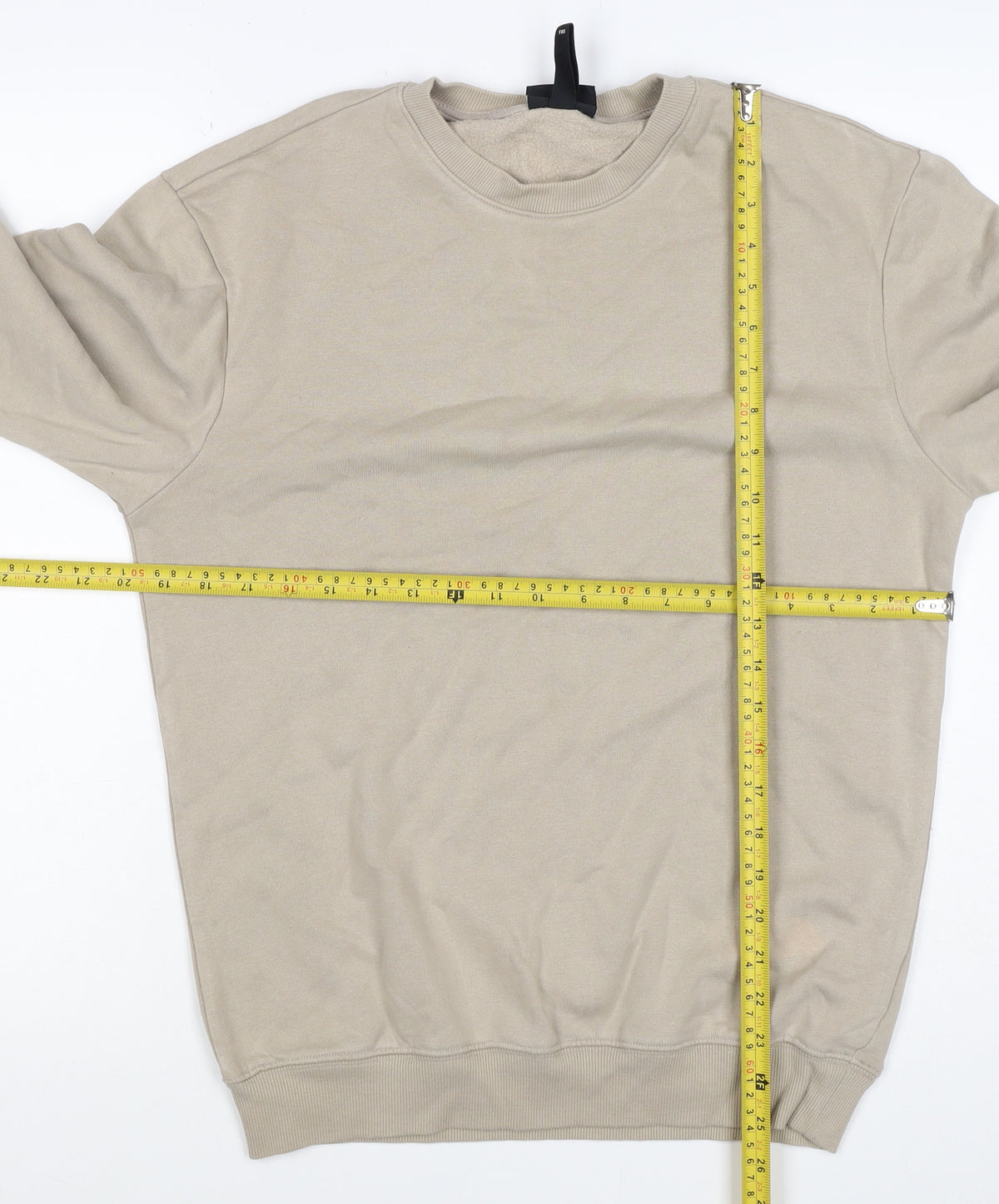 H&M Men’s Beige XS Relaxed Fit Fleece Crew Neck Pullover Sweatshirt