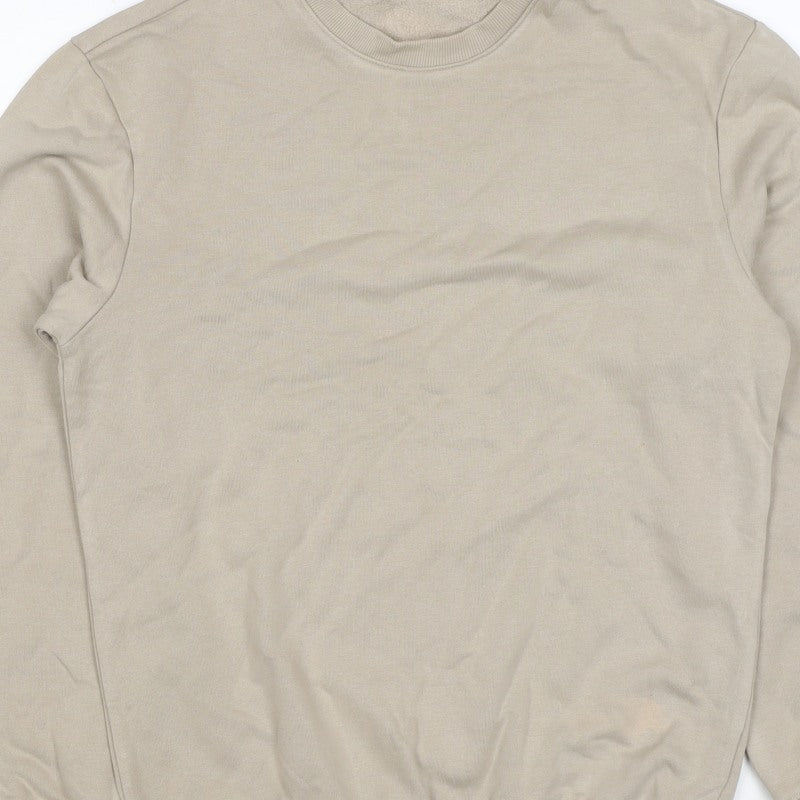 H&M Men’s Beige XS Relaxed Fit Fleece Crew Neck Pullover Sweatshirt