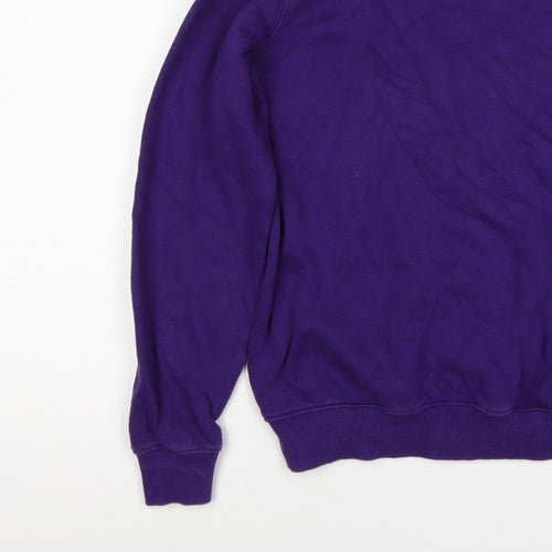 Cotton Traders Men's Purple S Crew Neck Logo Sweatshirt Cotton Blend