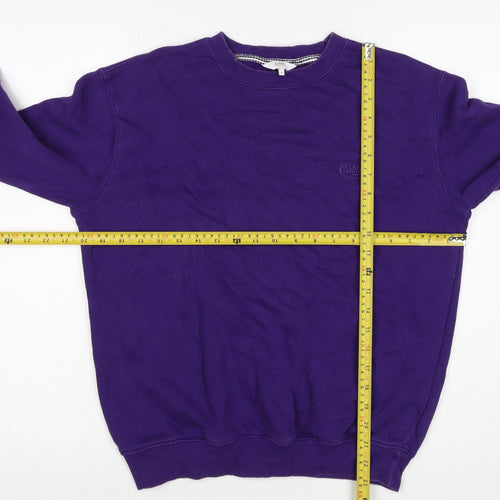 Cotton Traders Men's Purple S Crew Neck Logo Sweatshirt Cotton Blend