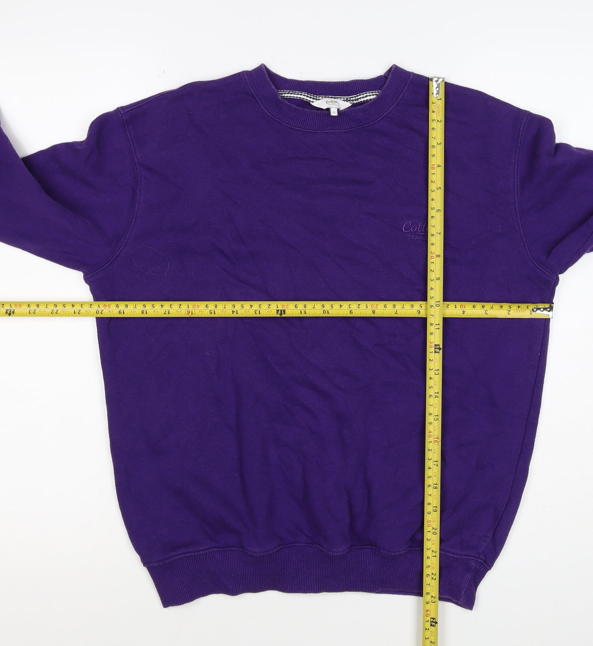 Cotton Traders Men's Purple S Crew Neck Logo Sweatshirt Cotton Blend