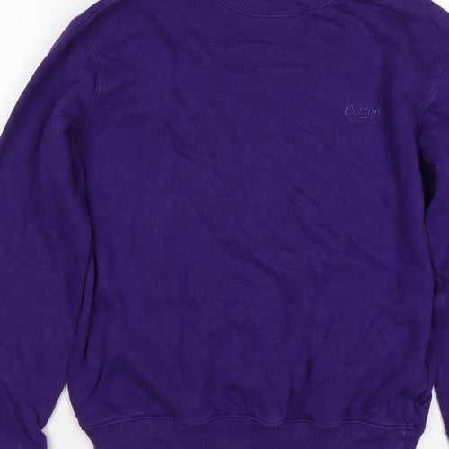 Cotton Traders Men's Purple S Crew Neck Logo Sweatshirt Cotton Blend