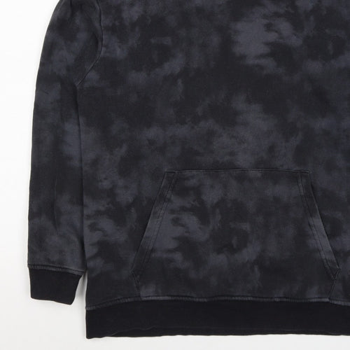 H&M Boys Black Tie Dye Pullover Hoodie 12-13 Years Kangaroo Pocket