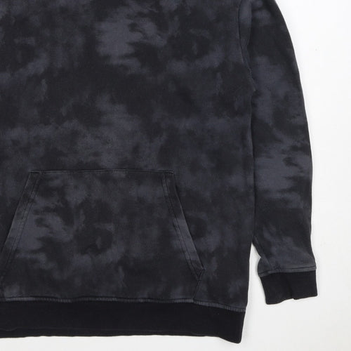 H&M Boys Black Tie Dye Pullover Hoodie 12-13 Years Kangaroo Pocket