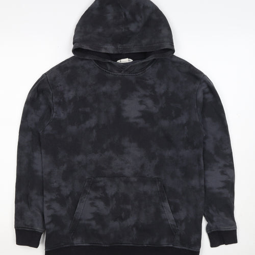H&M Boys Black Tie Dye Pullover Hoodie 12-13 Years Kangaroo Pocket