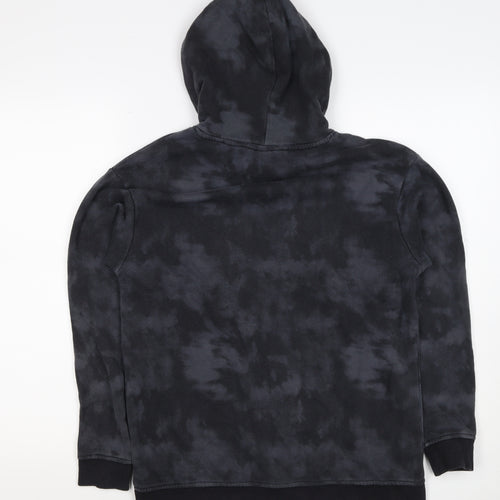 H&M Boys Black Tie Dye Pullover Hoodie 12-13 Years Kangaroo Pocket