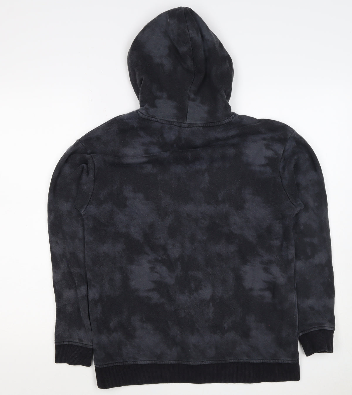 H&M Boys Black Tie Dye Pullover Hoodie 12-13 Years Kangaroo Pocket