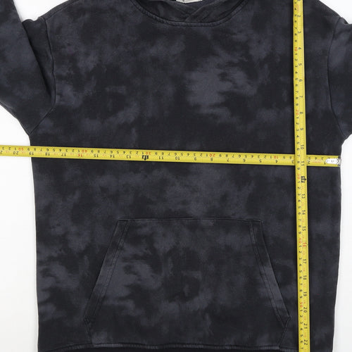 H&M Boys Black Tie Dye Pullover Hoodie 12-13 Years Kangaroo Pocket