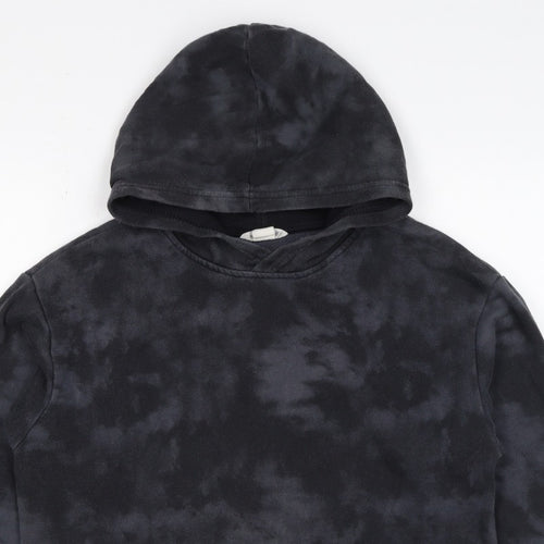H&M Boys Black Tie Dye Pullover Hoodie 12-13 Years Kangaroo Pocket