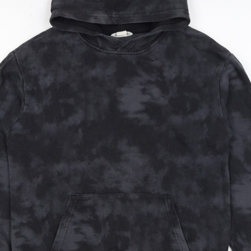 H&M Boys Black Tie Dye Pullover Hoodie 12-13 Years Kangaroo Pocket