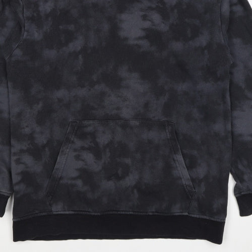 H&M Boys Black Tie Dye Pullover Hoodie 12-13 Years Kangaroo Pocket