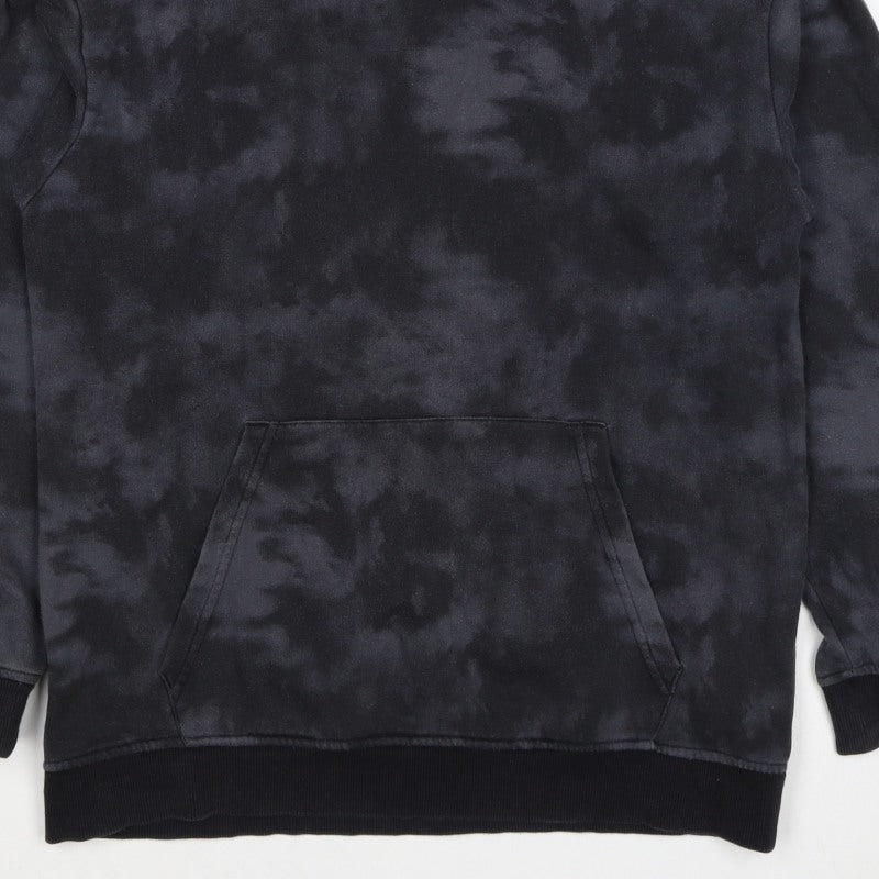 H&M Boys Black Tie Dye Pullover Hoodie 12-13 Years Kangaroo Pocket
