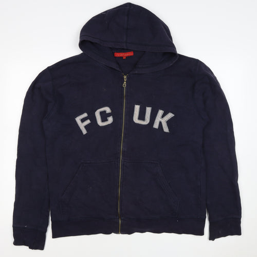 FCUK Jeans Men's Navy L Full Zip Hoodie Logo Cotton