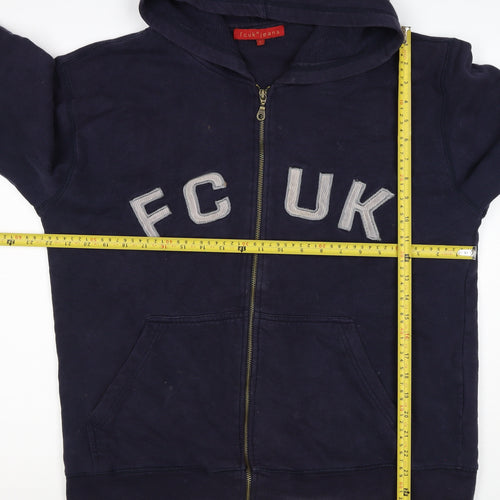 FCUK Jeans Men's Navy L Full Zip Hoodie Logo Cotton