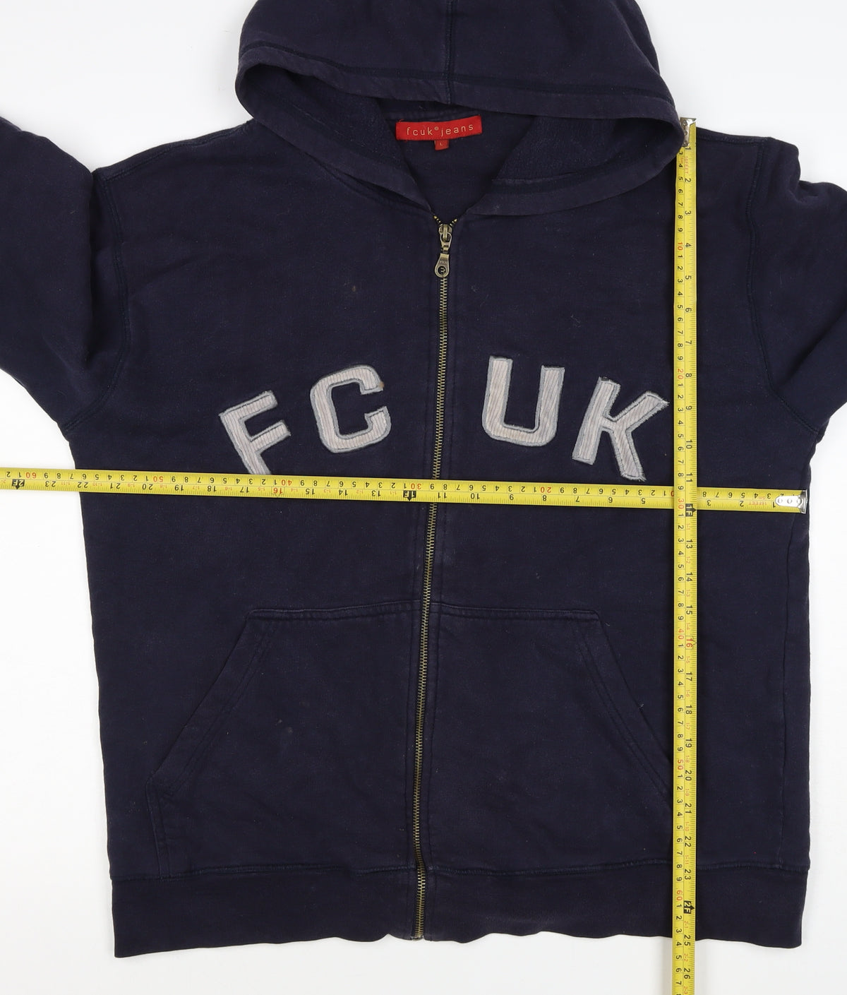 FCUK Jeans Men's Navy L Full Zip Hoodie Logo Cotton
