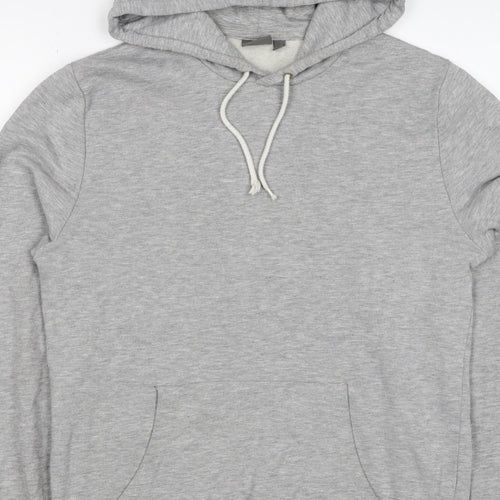 ASOS Men’s Grey S Pullover Hoodie Drawstring Pocket Cotton Blend