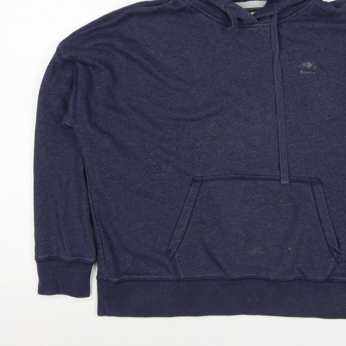 Roots Men’s Blue Logo Pullover Hoodie Size M Cotton Blend