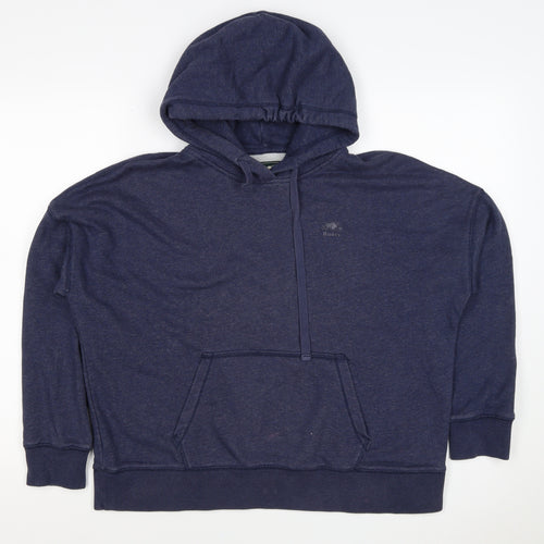 Roots Men’s Blue Logo Pullover Hoodie Size M Cotton Blend