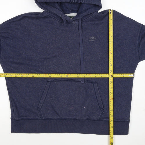 Roots Men’s Blue Logo Pullover Hoodie Size M Cotton Blend
